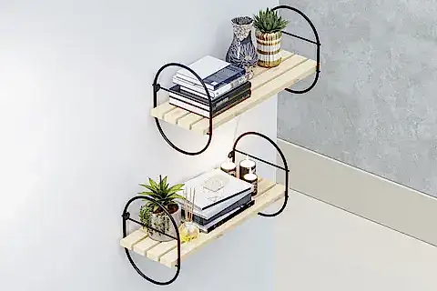 BİNO İKİLİ DUVAR RAFI, SİYAH KAHVE