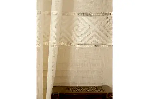 VRC DESEN KETEN ORTA SIK PİLE TÜL PERDE, KREM, 100X260