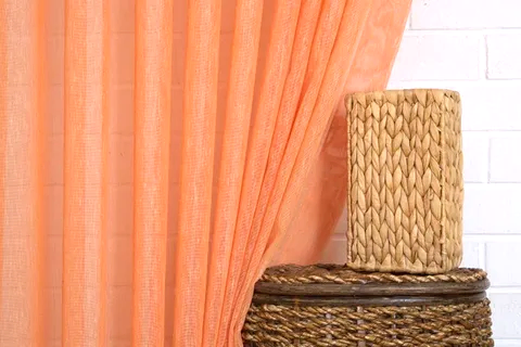 MASSARELLİ KETEN TÜL PORTAKAL RENGİ PİLESİZ 100X260
