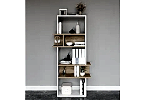 LAGOMOOD INFY KİTAPLIK, BEYAZ MEŞE, 5 RAFLI