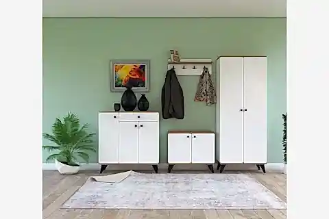 SELEN LÜX VESTİYER PORTMANTO, ASKILIKLI, BEYAZ