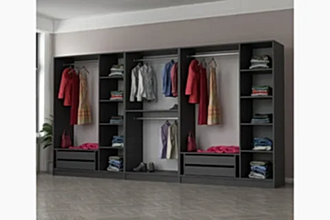 KALE GARDIROP, 8 CAM KAPAKLI, ANTRASİT SİYAH, 210 CM