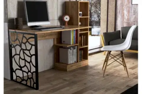 ELEKTRA KİTAPLIKLI ÇALIŞMA MASASI, ATLANTİK ÇAM SİYAH