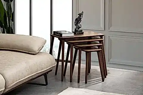 LUCİ ZİGON SEHPA, DÖRTLÜ, CEVİZ