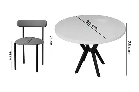 DİCLE YUVARLAK MDF MUTFAK MASASI TAKIMI, KREM