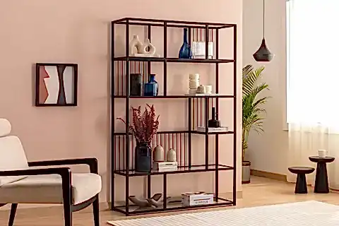 LOLA METAL KİTAPLIK, SİYAH, 120 CM