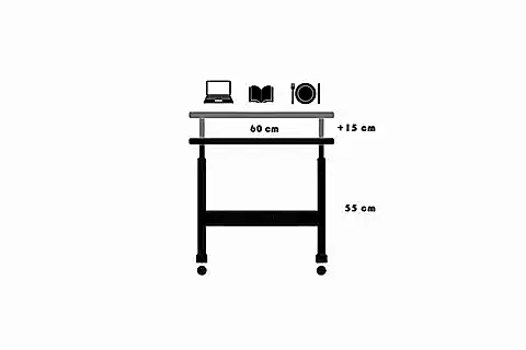 YÜKSEKLİK AYARLI LAPTOP SEHPASI, ÇAM BEYAZ, 60X40
