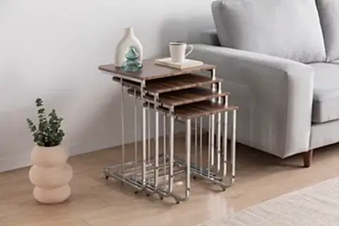 VEGAS ZİGON SEHPA, DÖRTLÜ, CEVİZ