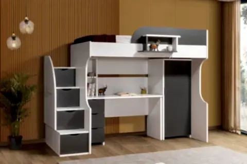 LİTERA RANZA DOLAP ÇALIŞMA MASASI, BEYAZ ANTRASİT