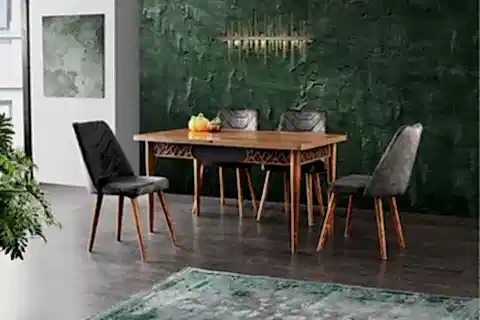 ARMİN MASA MERİDA SANDALYE, ANTRASİT CEVİZ, 130X80