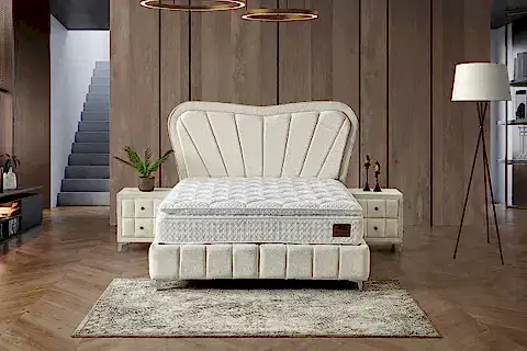 ELEGANT BAZA BAŞLIK YATAK SETİ, KREM, 150X200