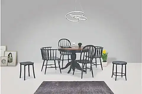 RUSTİK BABA AYAK MASA SANDALYE TABURE, CEVİZ, 110X110