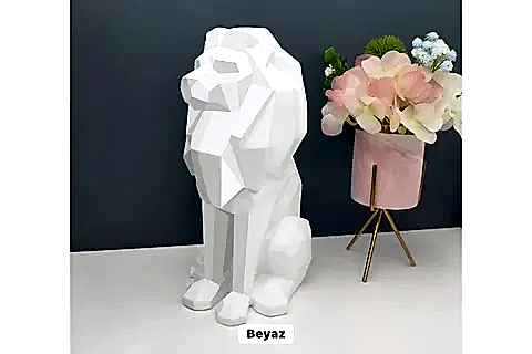KÜBİK ASLAN HEYKEL BEYAZ
