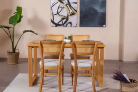 HAZERAN İSKANDİNAV MASA TAKIMI, 4 SANDALYE 1 MASA, 80X160