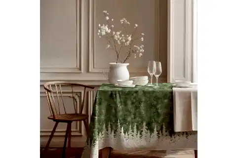 KIŞ ORMANI PAMUK MASA ÖRTÜSÜ, 100X100 CM