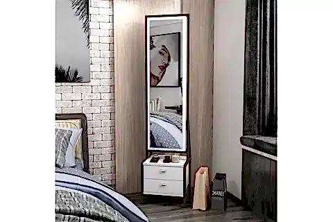 ELEGANTE AYNALI TAKI DOLABI, ÇEKMECELİ, BEYAZ