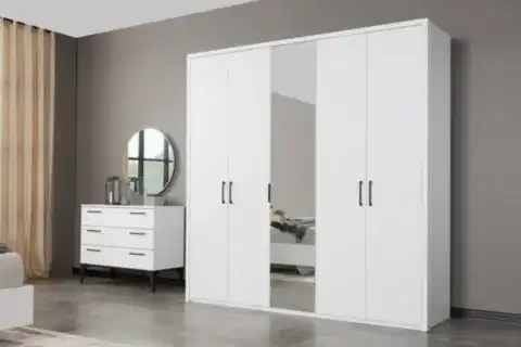 LİFE GARDIROP, BEYAZ, 5 KAPAKLI