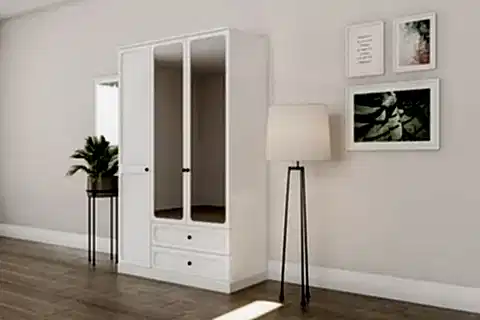 WİLLOW GARDIROP BEYAZ, 3 KAPAKLI, 2 ÇEKMECELİ