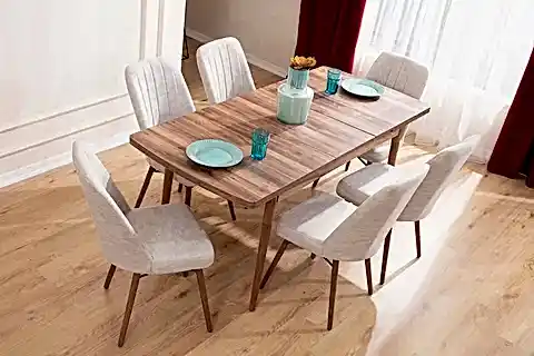 LİDYANA MUTFAK MASA TAKIMI, 6 SANDALYELİ, 130X80