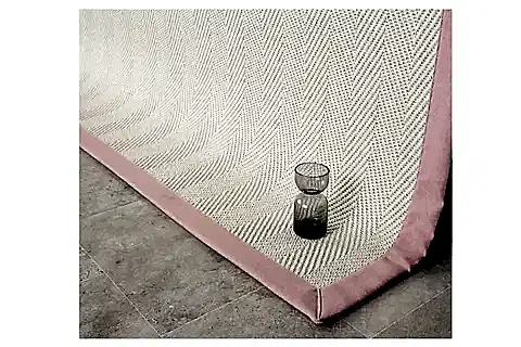 BORDÜRLÜ HASIR DOKULU SİSAL MAKİNE HALISI, PEMBE, 80X150