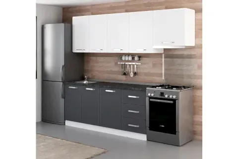 MİNAR GLORİA 250 CM MUTFAK DOLABI BEYAZ ANTRASİT 4
