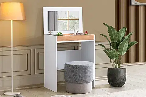 FELIX TAKI MAKYAJ MASASI, BEYAZ, BÖLMELİ