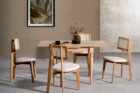 NATURA ÇİZİLMEZ AÇILIR MASA TAKIMI,MEŞE 70X80