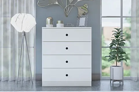 ALMİNA ŞİFONYER, 4 ÇEKMECELİ, BEYAZ