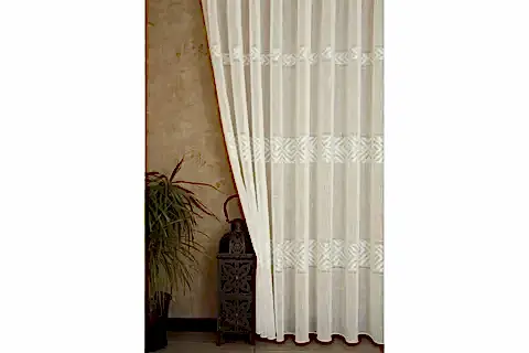 VRC DESEN KETEN SIK PİLE TÜL PERDE, EKRU, 100X260