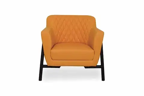 ALURE SUNİ DERİLİ SİYAH METAL AYAKLI TEKLİ KANEPE, KAHVE