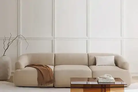 MİLA KETEN ÜÇLÜ KANEPE, BEJ