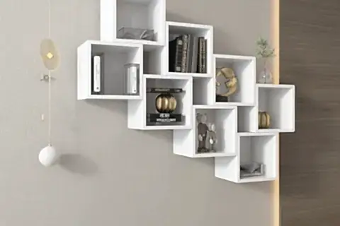 PUZZLE MODÜLER ZİGZAG KİTAPLIKLI RAF