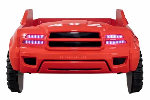 PİCKUP LEDLİ ARABALI YATAK, KIRMIZI, 100X190