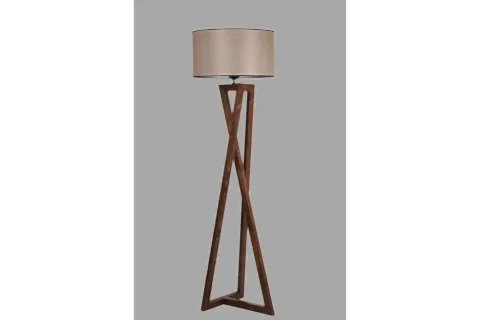 MAÇKA SİLİNDİR AHŞAP LAMBADER, CEVİZ AYAK, KOYU HASİR