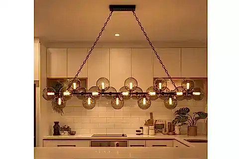 ÇUBUK YİRMİ İKİ FÜME CAMLI SIRALI AVİZE, 180 CM