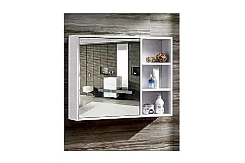 MİNES 3 RAFLI AYNALI BANYO ÜST DOLABI, BEYAZ