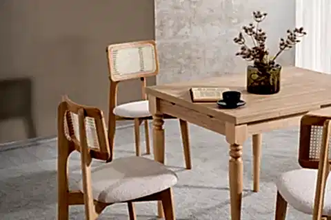 NATURA ÇİZİLMEZ AÇILIR MASA TAKIMI,MEŞE 70X80