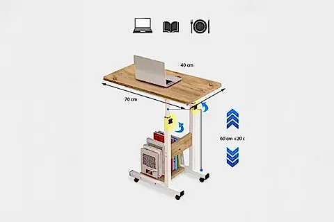 YÜKSEKLİK AYARLI YATAK SEHPASI, ATLANTİK ÇAM BEYAZ, 70X40