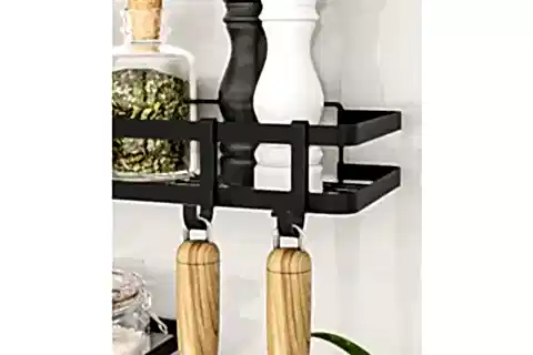 BİNO SİYAH METAL BAHARATLIK MUTFAK RAFI, İKİLİ SET