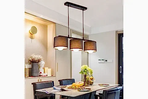 SILA KUMAŞ BAŞLIKLI SIRALI ÜÇLÜ SİYAH AVİZE