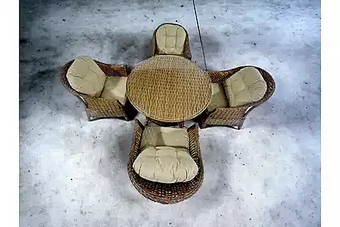 ARAS RATTAN BAHÇE YEMEK MASASI TAKIMI, 4 KİŞİLİK, 110 CM