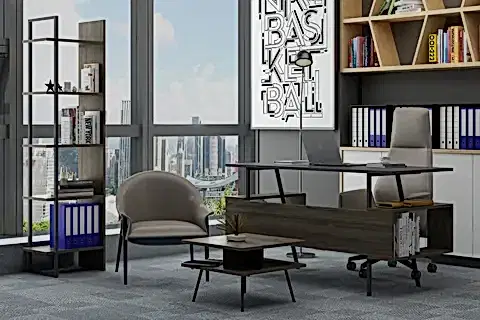 LAGOMOOD İRONY POLY OFİS TAKIMI, ANTRASİT CEVİZ