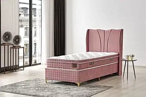 BELLA BAZA BAŞLIK YATAK SETİ, PEMBE, 90X190