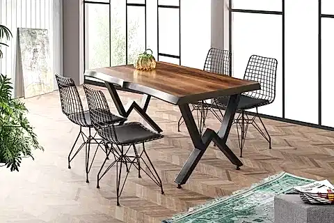 AGRON MASA VE TEL SANDALYE TAKIMI, SİYAH, 140X85