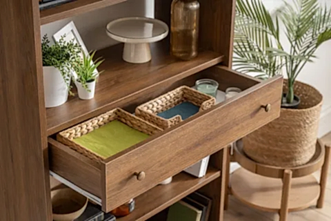 GİRONA ÇEKMECELİ KİTAPLIK, CEVİZ